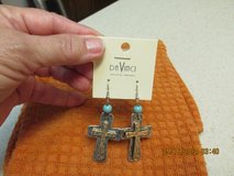 Silver & Gold Cross Earrings - w/Turquoise Embellishment - NWT - Gift Boxed in Luke AFB, Arizona